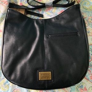 Frye & Co Vegan Black Leather Saddlebag Shoulder Bag NWT